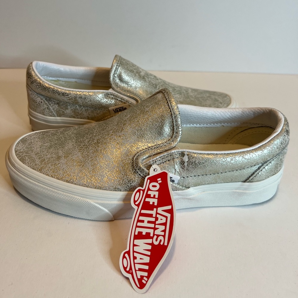 Vans Classic Slip Ons in Cracked Leather Silver or Gold?